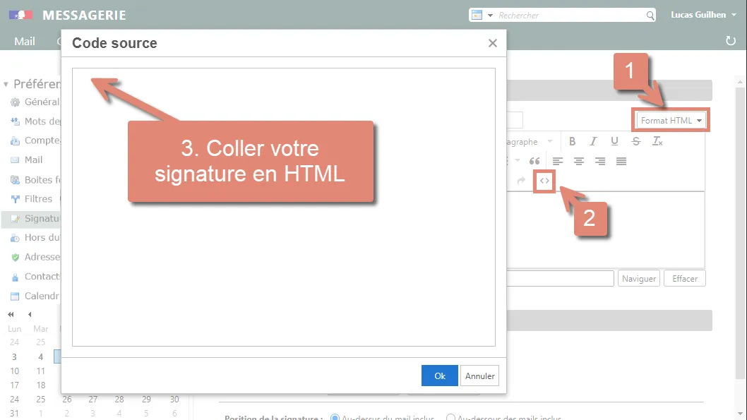 Enregistrer la signature en HTML