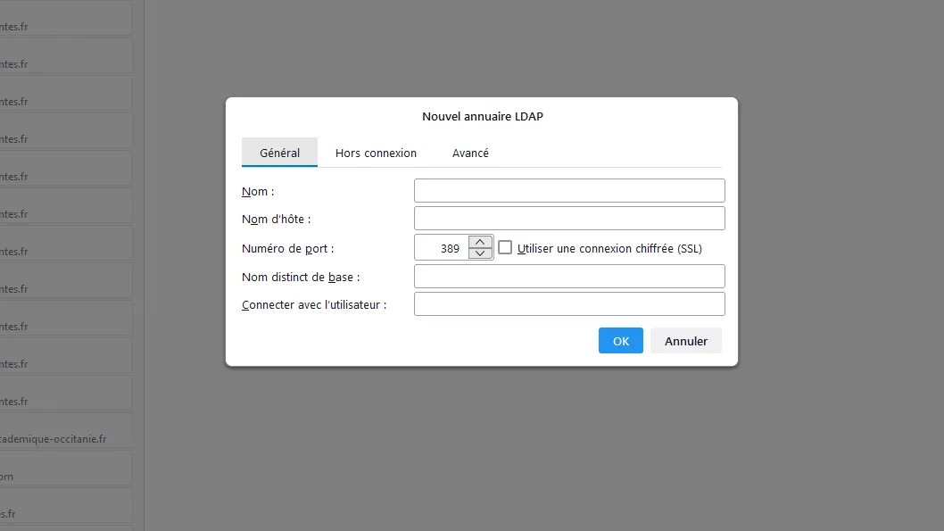 Configurer manuellement les informations du serveur