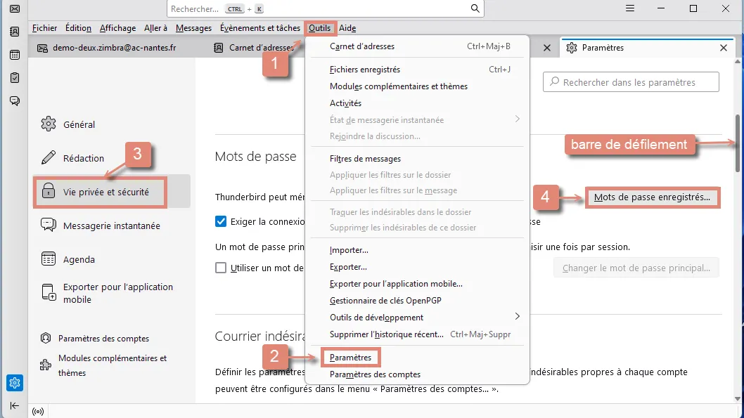 Accéder au gestionnaire de mot de passe