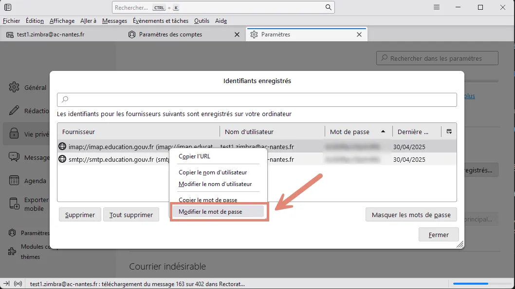 Modifier le mot de passe