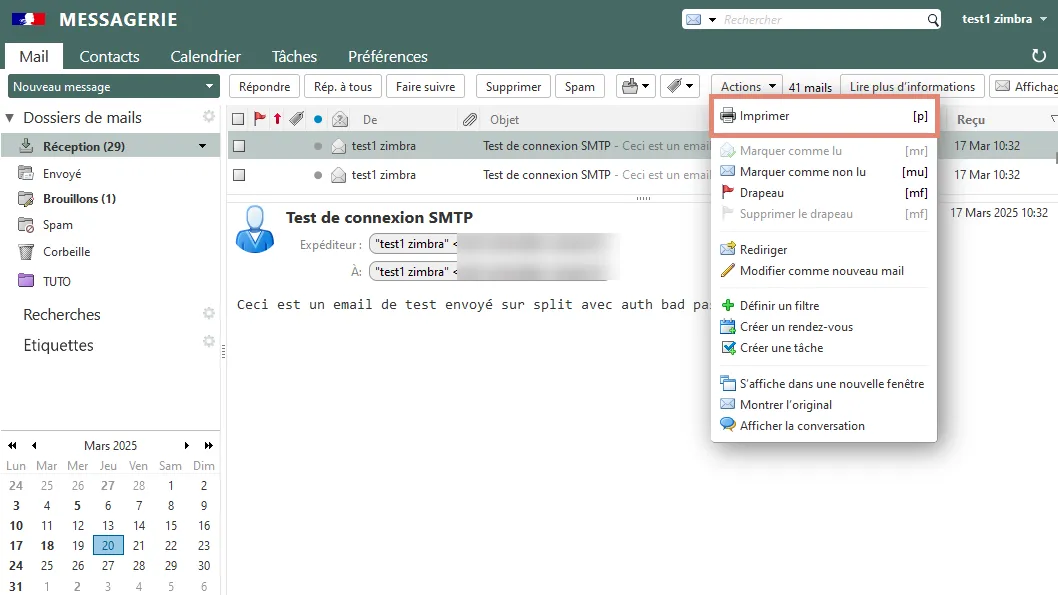 Imprimer un message