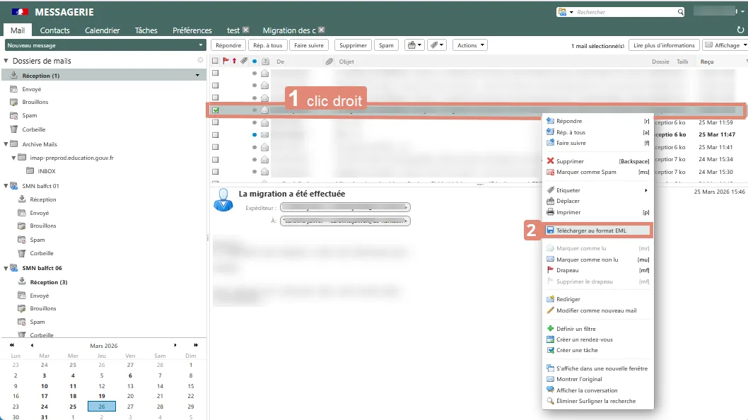 télécharger un message dans la liste