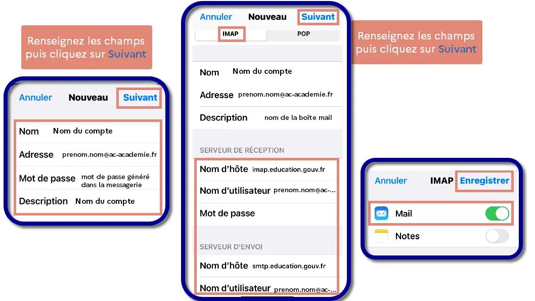 configuration d’une boîte mail sur iphone