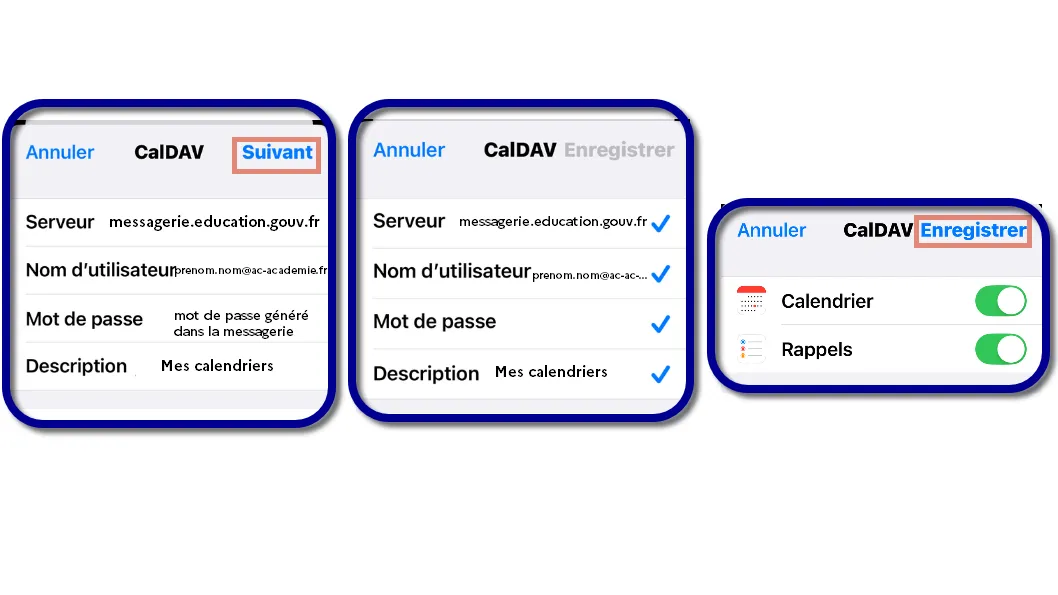 configuration de mon calendrier sur iphone