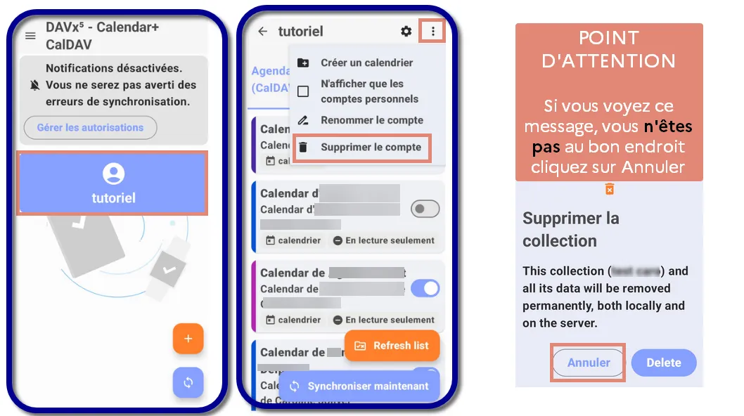 supprimer un calendrier
