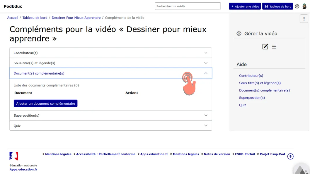 sur la page compléments de la vidéo ouvrez la section documents complementaires.