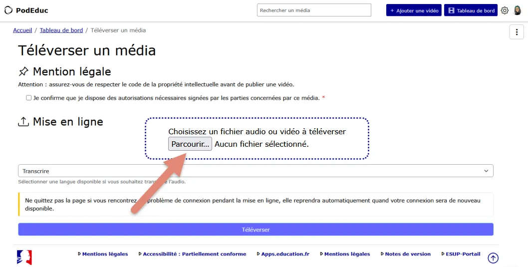 cliquer sur parcourir dans la page .