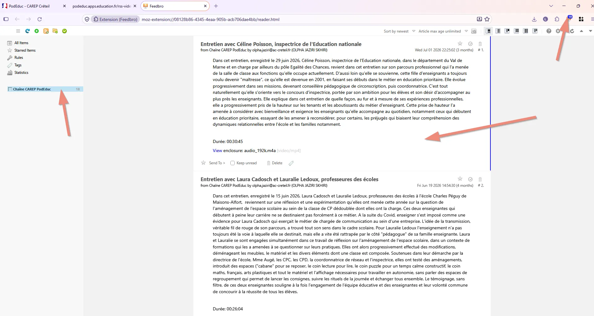 flux RSS isntallé