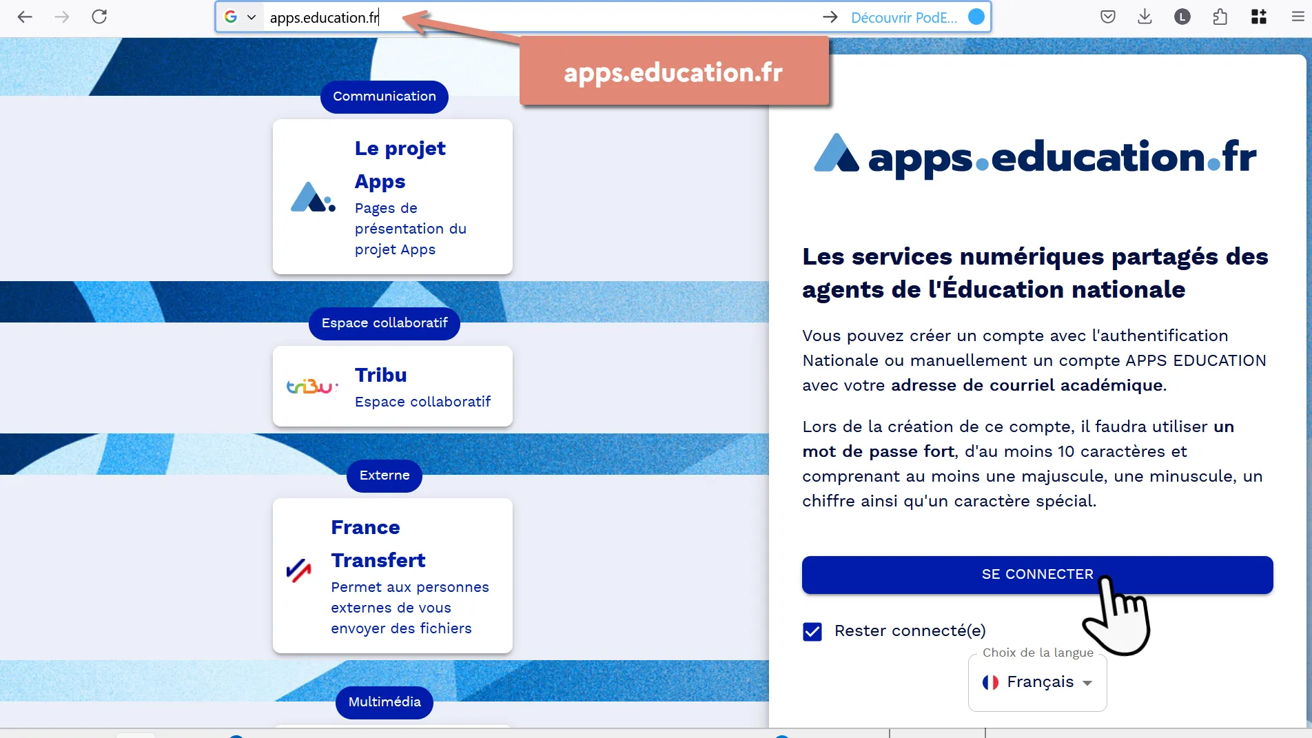 accueil Apps.
