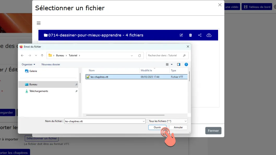 sélectionner le fichier en local.