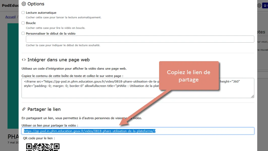 copier le lien à transmettre.