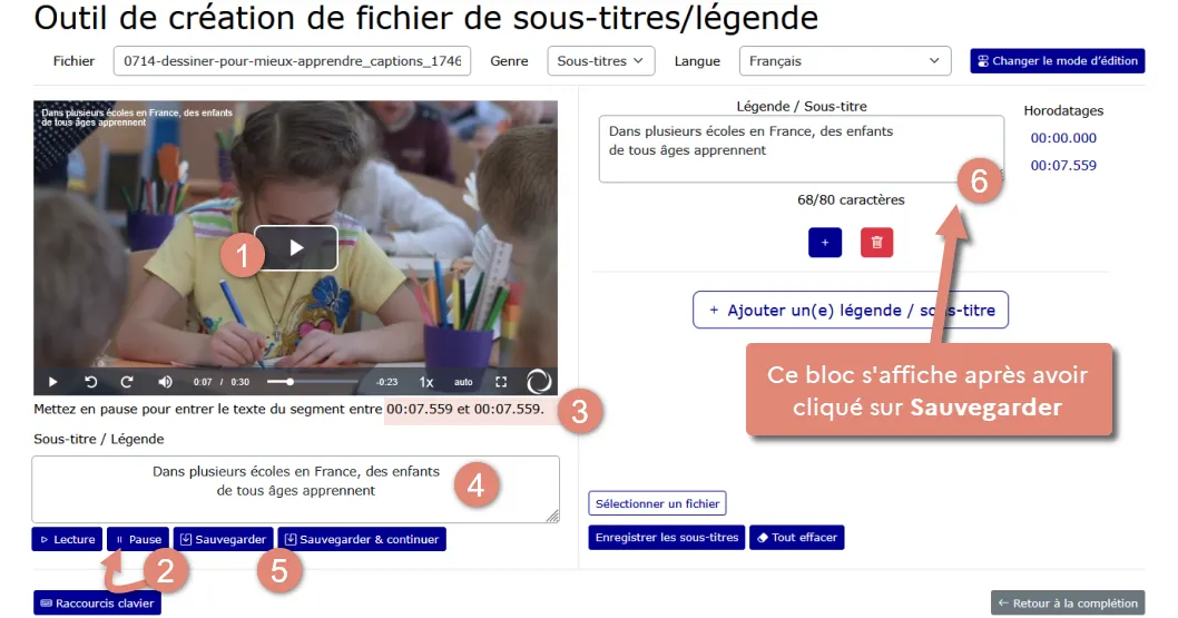 étapes pour créer un sous-titre .