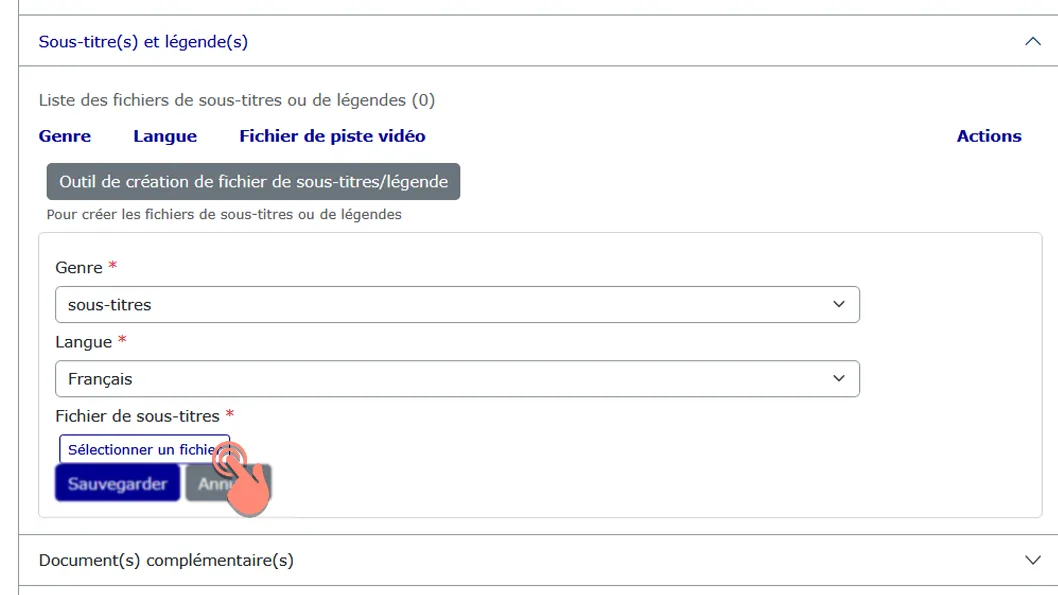cliquer sur sélectionner un fichier.
