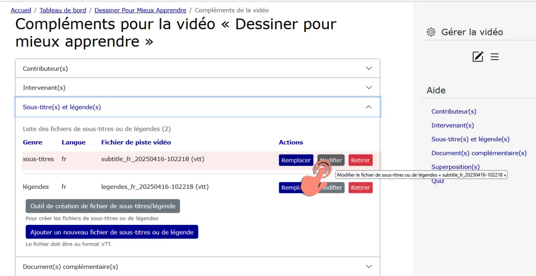 cliquer sur le bouton modifier.