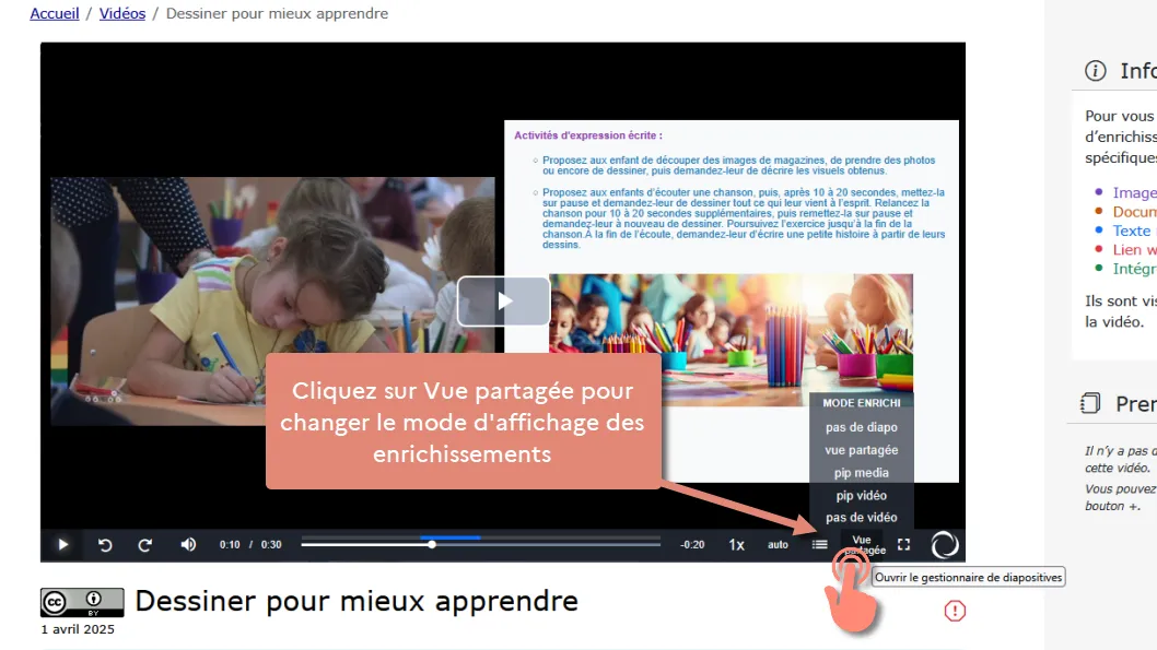 bouton vue partagée pour changer le mode d&rsquo;affichage.