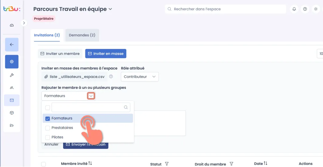 associer les utilisateurs à un groupe