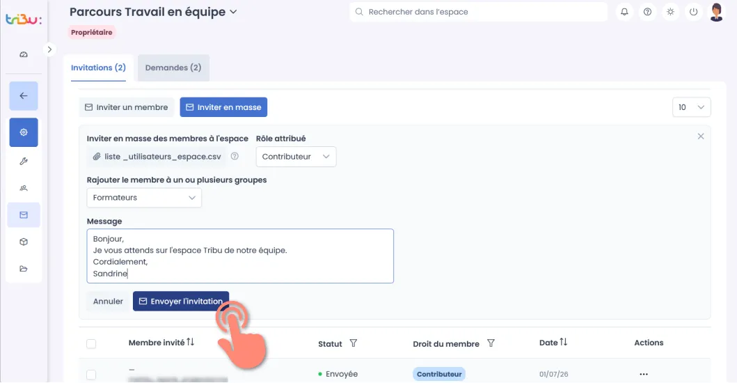 message personnalisé d&rsquo;invitation 