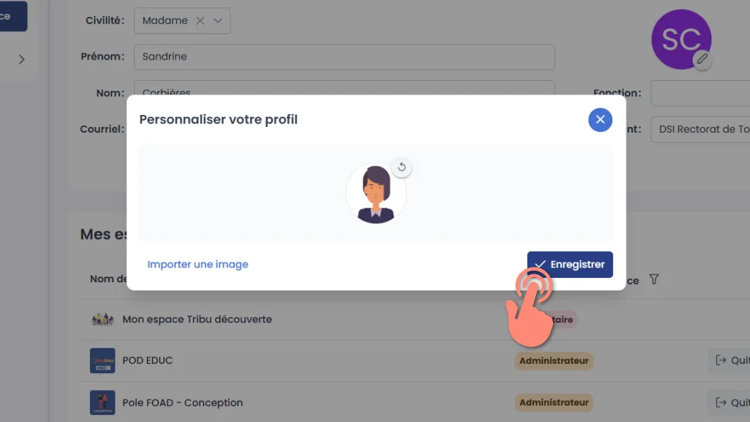 bouton &ldquo;Enregistrer&rdquo;