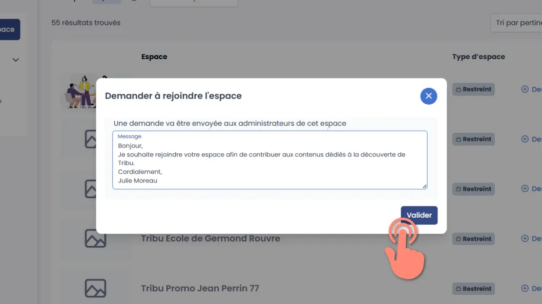 rédaction du message de demande d’accès