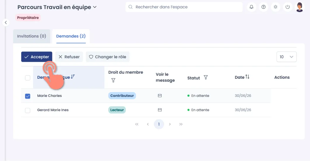 bouton Accepter.