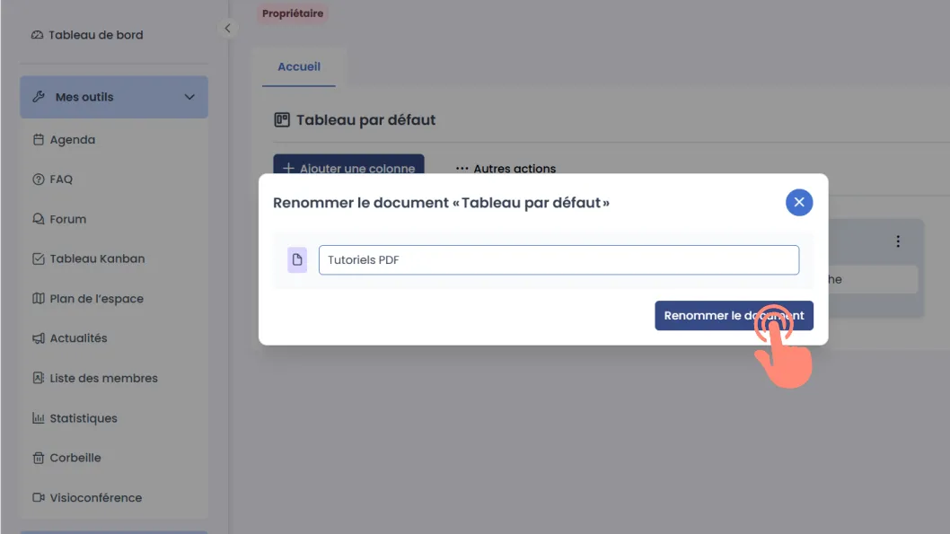 renommer le tableau kanban