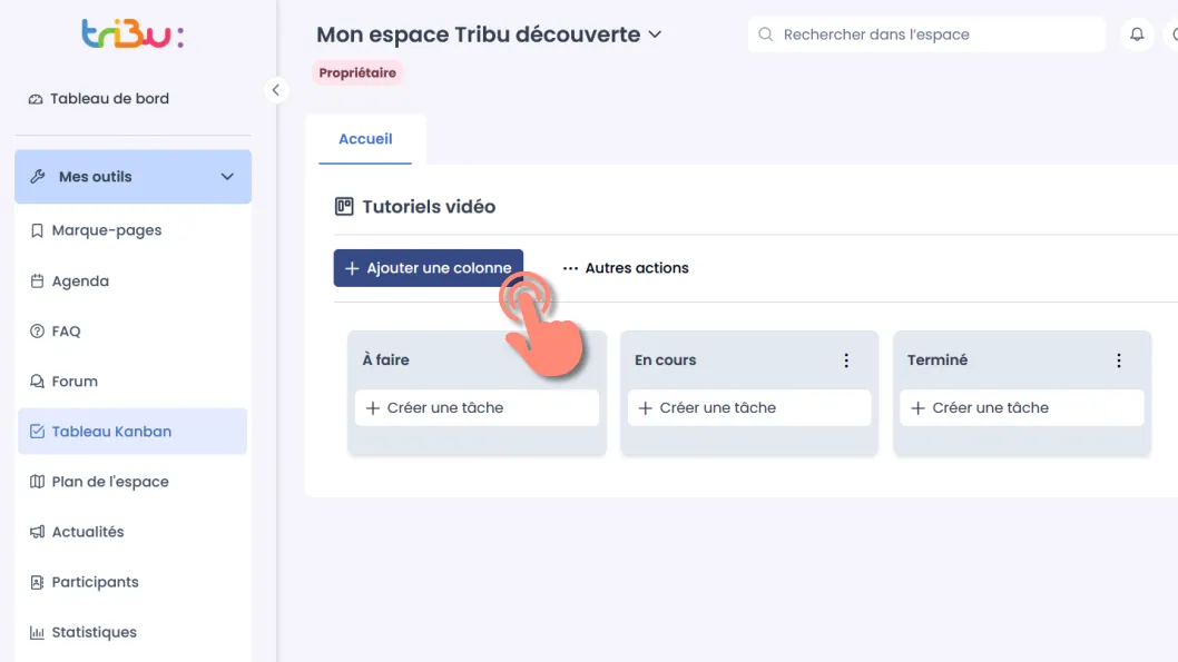 acceder à créer une nouvelle colonne dans un tableau kanban