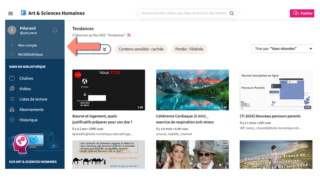 Accès gestion du compte