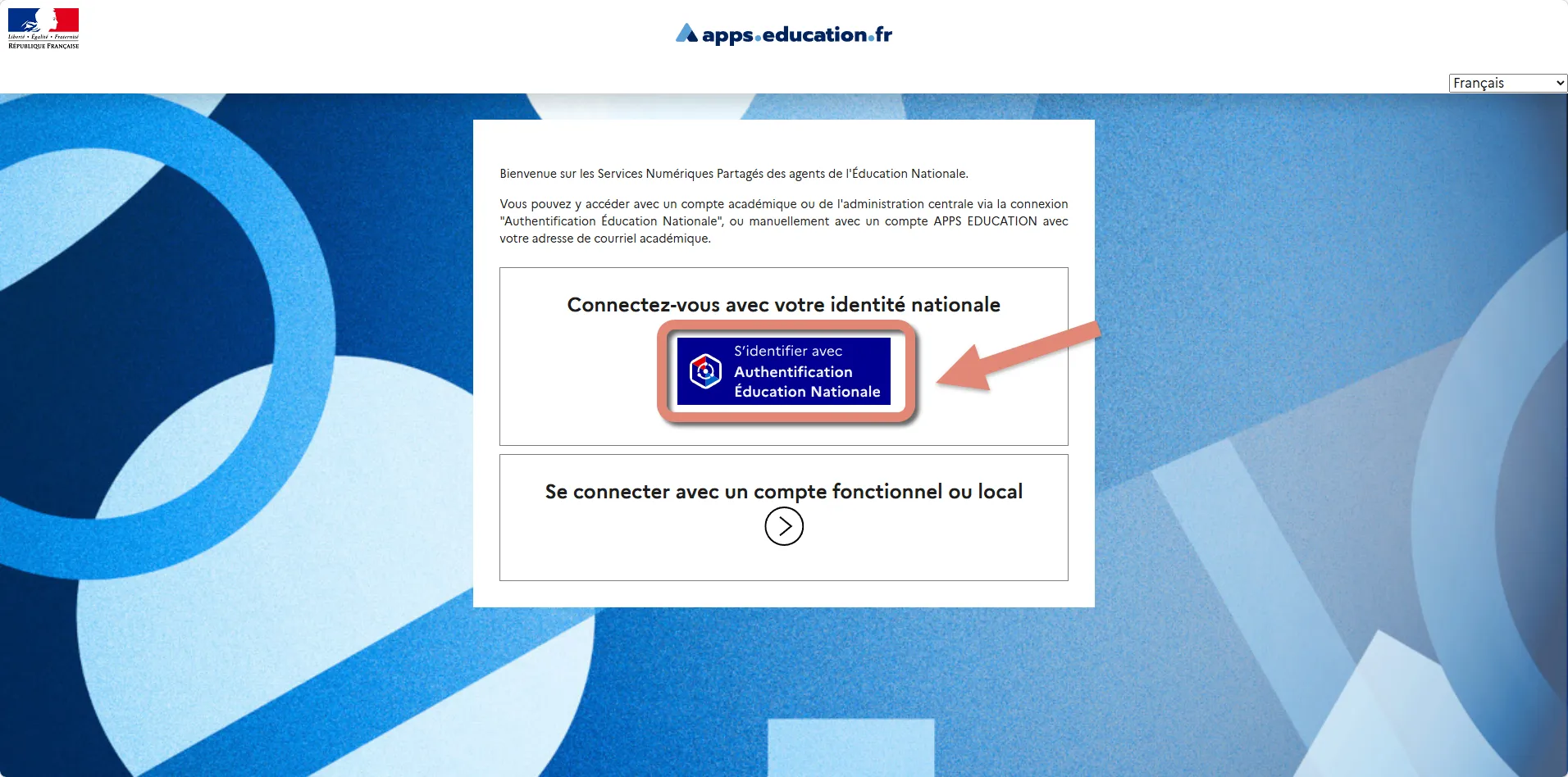 bouton authentification éducatin nationale.