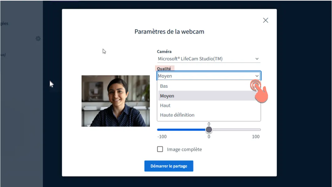 modifier la qualité de la vidéo.