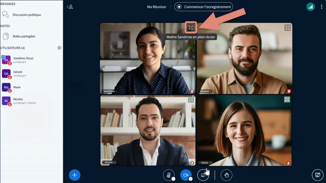 mettre une webcam en plein écran.