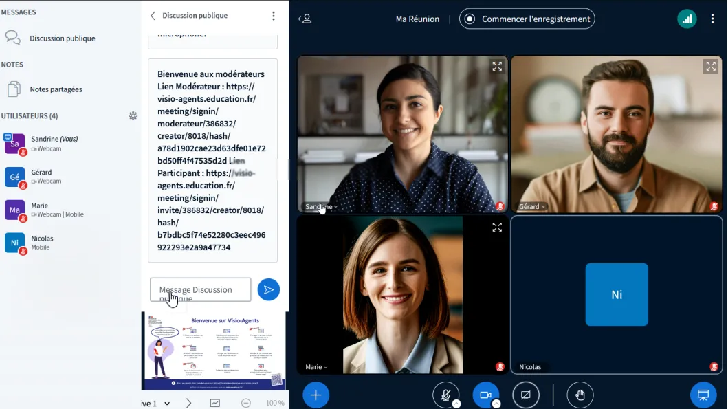 mise en page appliquée à tous les participants dans l’interface de la réunion.