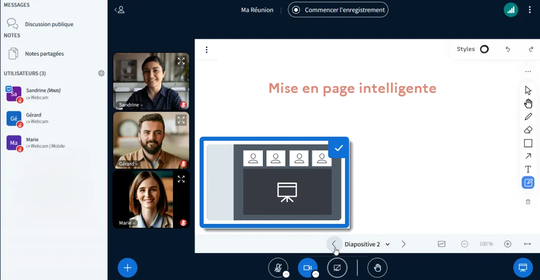 exemple de mise en page intelligente adaptée automatiquement aux contenus.