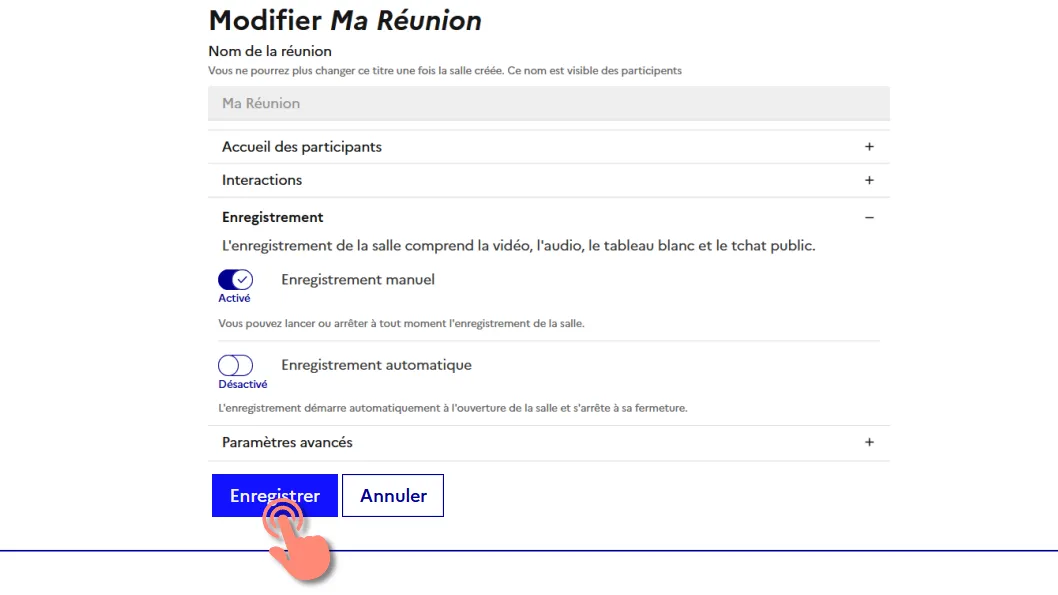enregistrer les modifications.