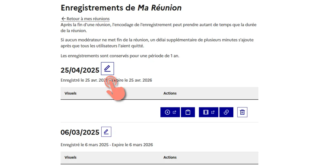 modifier le titre d&rsquo;un enregistrement.