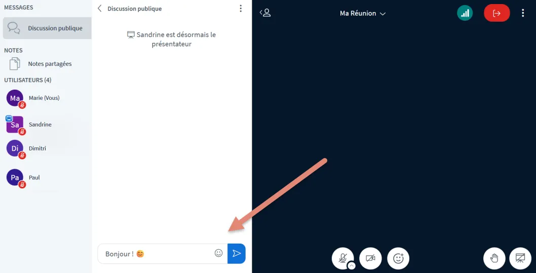 zone de rédaction des messages dans la discussion publique.