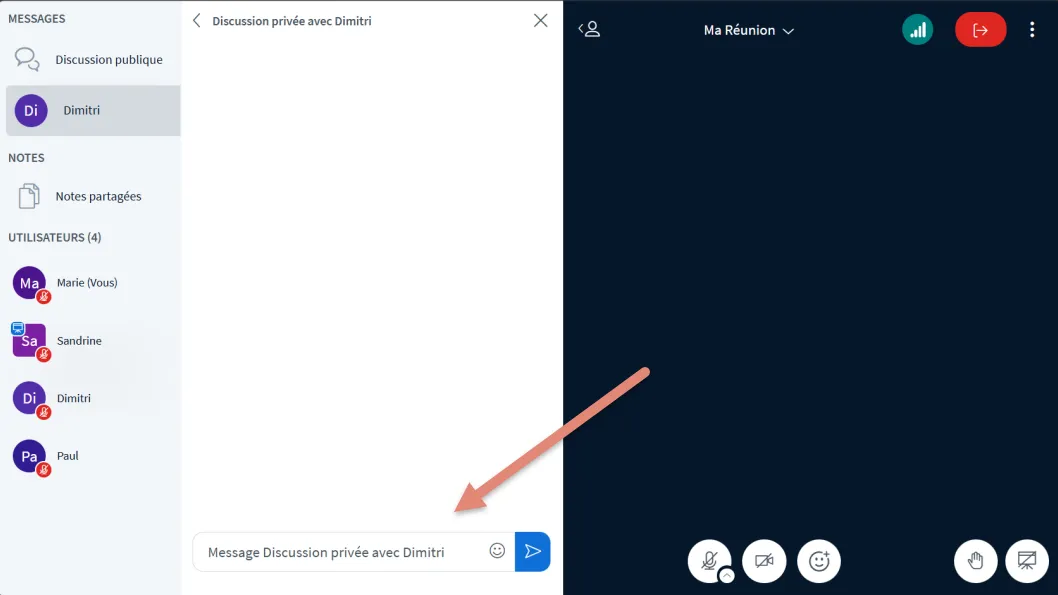 zone pour rédiger des messages privés.