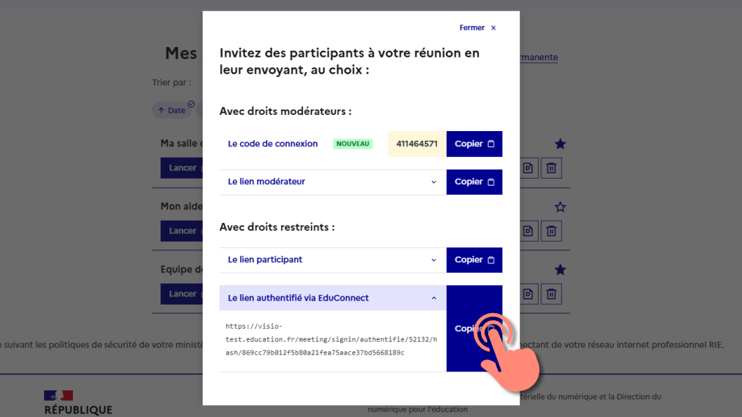lien participant authentifié.