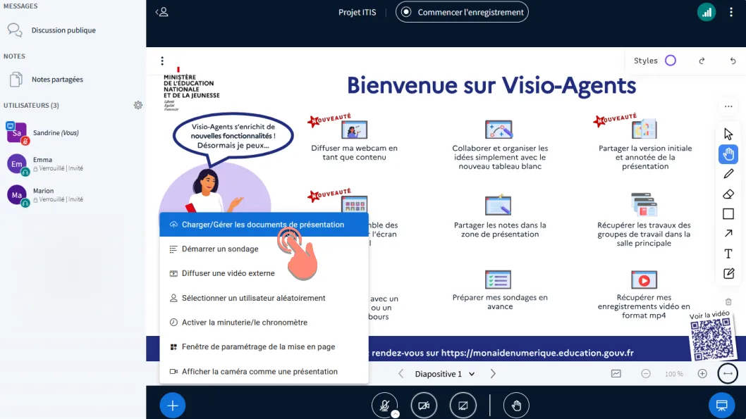 préparer documents en amont et les charger dans la gestion de documents.