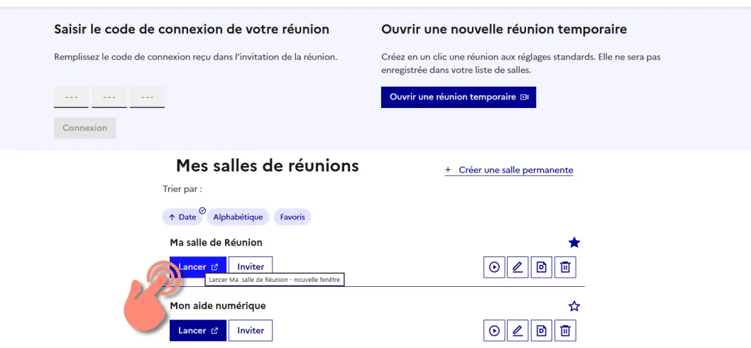 lancement de la salle de réunion visio-agents.