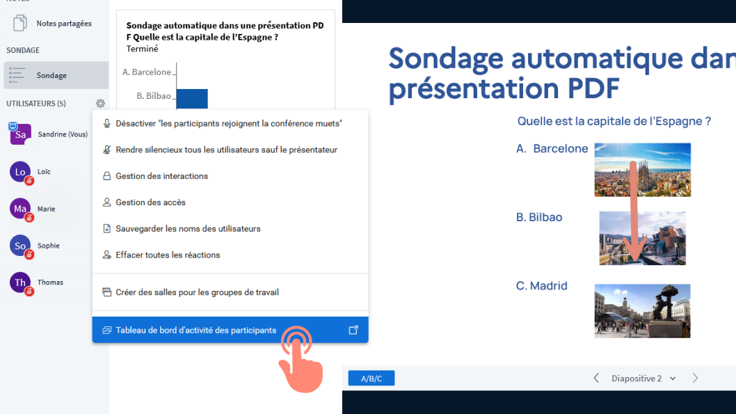 accès au menu &ldquo;Gérer les utilisateurs&rdquo; via l’icône en forme de roue crantée.