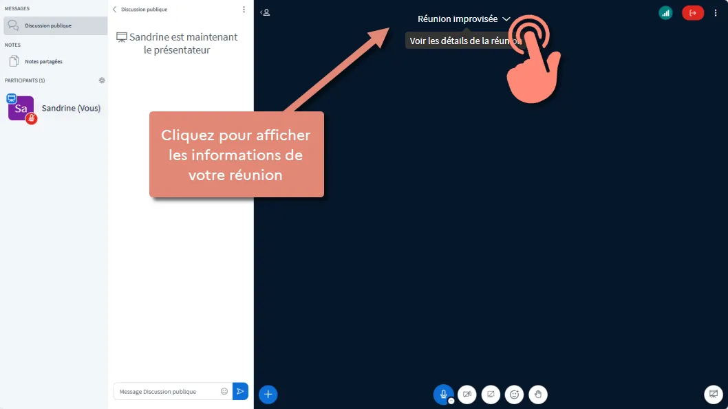 titre et message de bienvenue de la réunion ne sont pas modifiables.