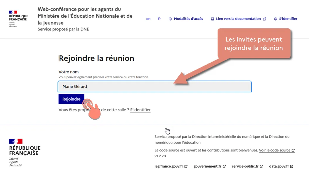 écran de rejoindre la réunion.
