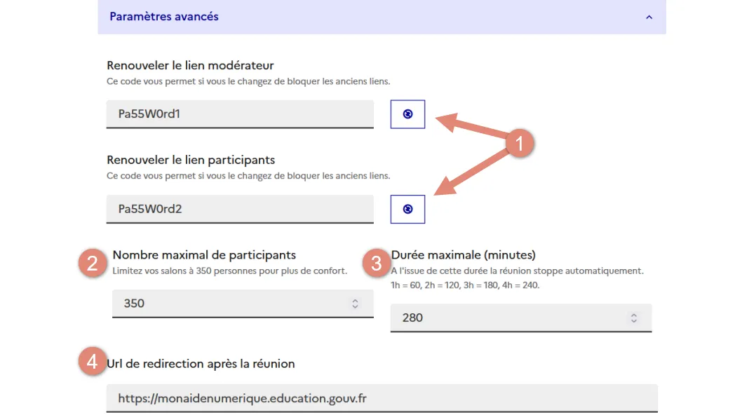 options des paramètres avancés