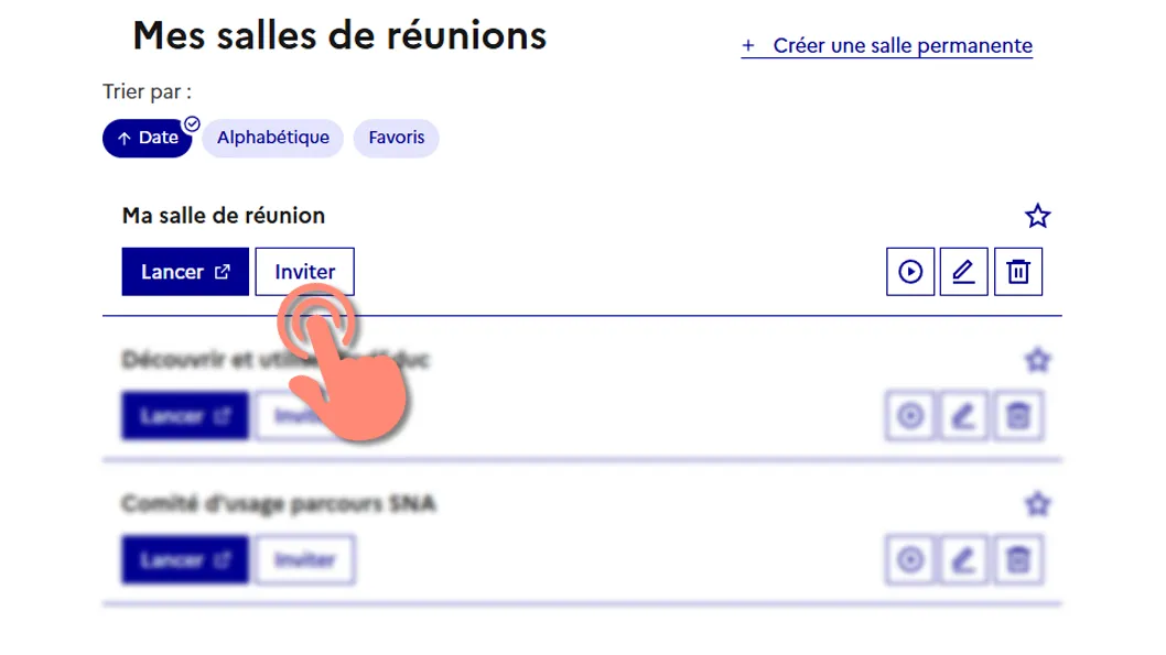 bouton inviter de la réunion