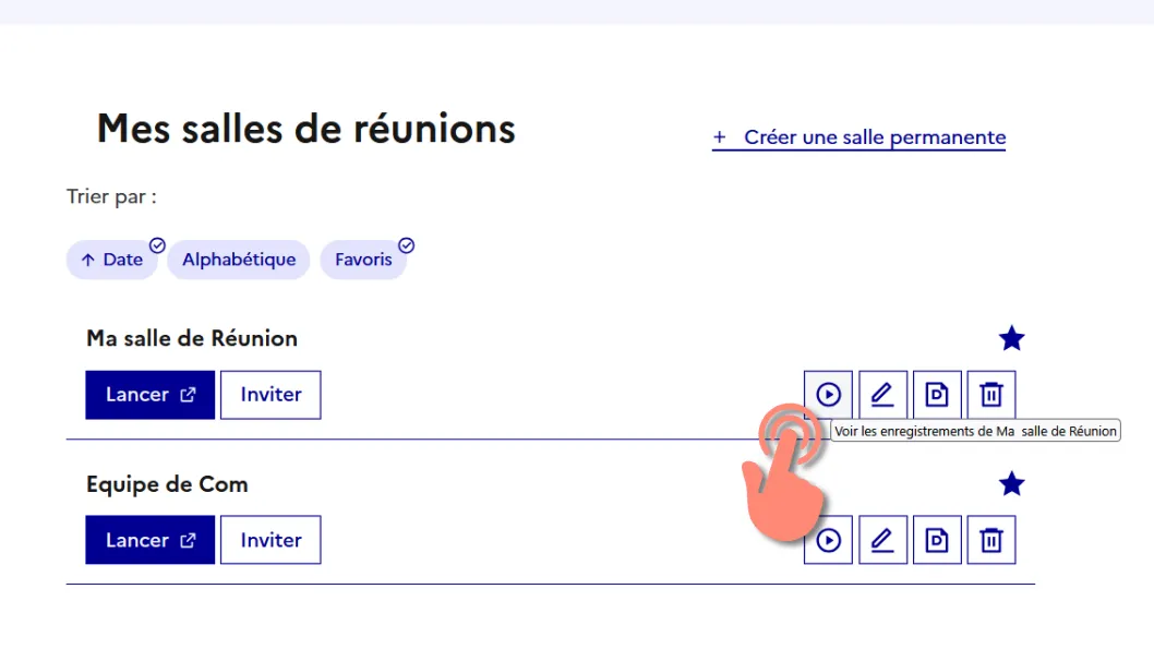 bouton pour accéder à la gestion des enregistrements.