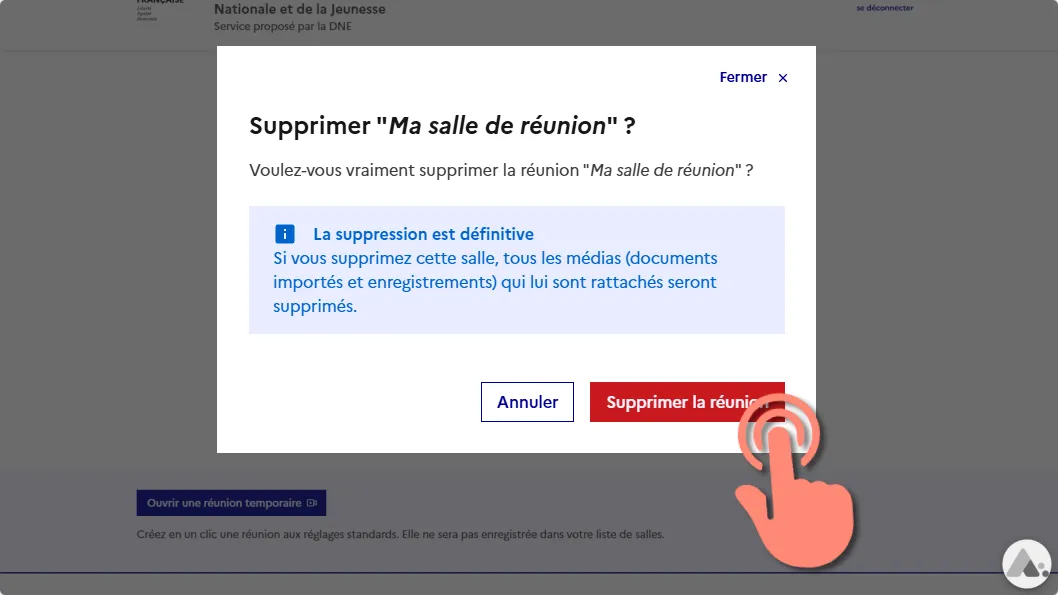 confirmer supprimer la salle.