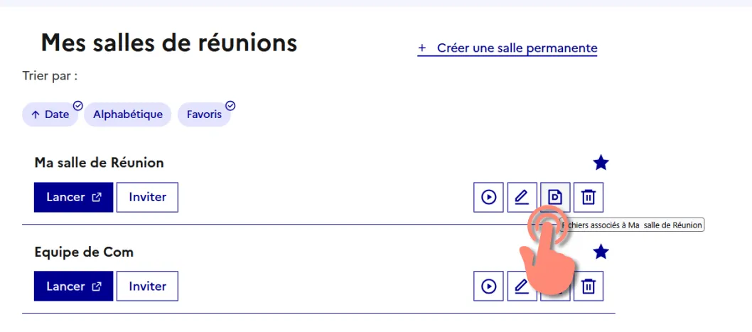 bouton pour acceder aux fichiers de la réunion .