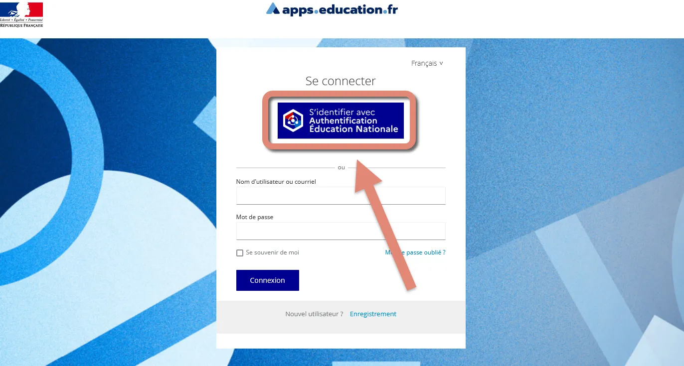 bouton bleu authentification éducation nationale.