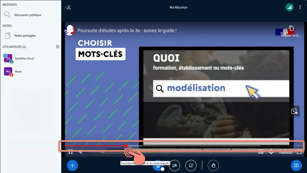 avancer ou revenir en arrière dans la vidéo.