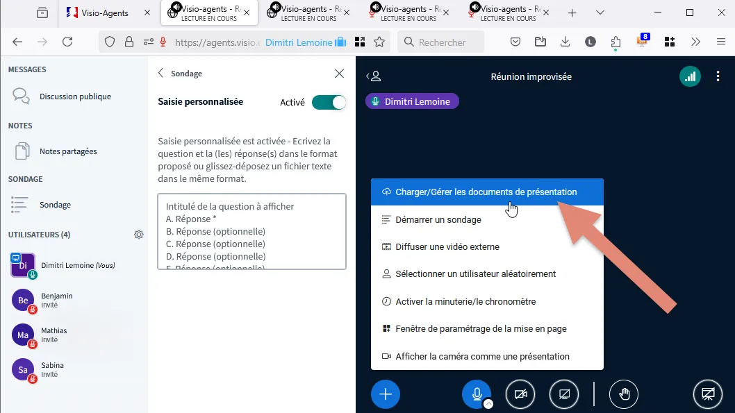 importation du document de présentation dans la réunion.